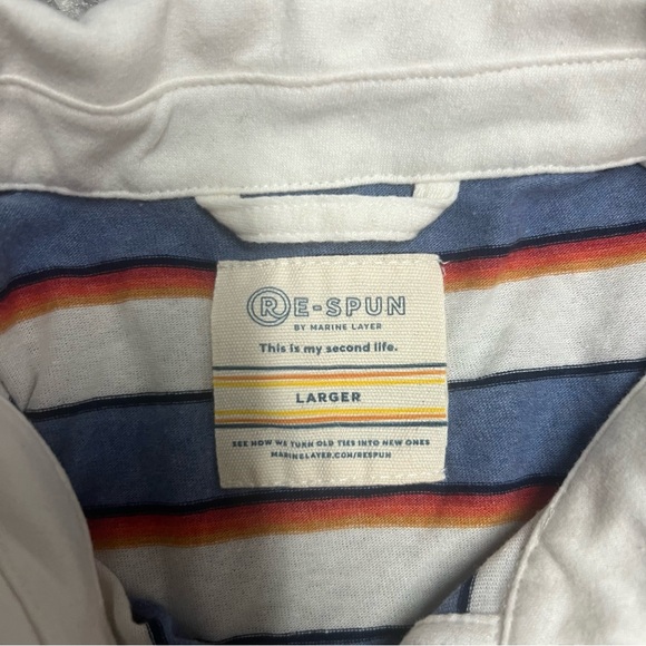 Marine Layer Polo Shirt Men's Larger Re-Spun High Softness Fabric Multi Stripe - Picture 4 of 8